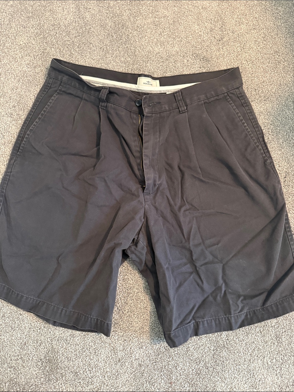 Dockers Flat Front Pleated Chino Shorts - Charcoal